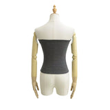 Purpdrank  Sexy Contrast color Striped Strapless Rib Knitted Bow Tank Top Women Skinny Crop Top Stretch Camisole 4 colors oatmeal gray