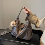 Purpdrank  Retro Large Capaci Tote Bag Women's Spring 2025 Faionable Casual Bapa Handbag Soft PU Leather Single oulder Strap