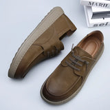 Purpdrank  Men's Casual Leather Shoes Outdoor Flat Designer Business Casual Walking Shoes British Style Lace Up Office Oxford Shoes