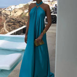 Purpdrank  Elegant Summer Blue Suspenders Long Dress 2025 Fashion Women Casual Sexy Party Dress Backless A-line Evening Dress Vestido Robe