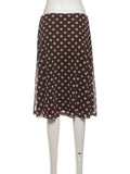 Purpdrank  Polka Dot Print 3-Piece Set Women Scarf+V-Neck Camisole+Irregular Mid Skirts Matching High Street Sweet Elegant Suit