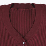 Purpdrank  Casual Basic Ribbed Knitted Sweater Solid V-Neck Button Front Long Sleeve Pullover Women Autumn Winter Y2K Streetwear Lady