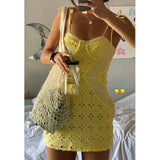 Purpdrank  Women's Trend Mini Bodycon Dress Cutout Floral Plaid Patchwork Sling Dress Summer Tie-Up Sleeveless  Spaghetti Straps Dress