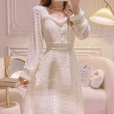 2023 new fashion women's autumn and winter knitted dress slim solid color evening dress retro elegant beautiful women's clothing