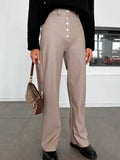 Purpdrank  Black PU Faux Leather Pants for Women 2025 Fashion Autumn Winter High Waist Button Fly Casual Straight Trouser Female Pantalones