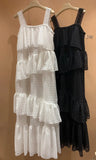 Purpdrank  French Style Chic Summer elegant Solid Sleeveless Slash Neck Flounced edge Patchwork Long Slim Woman Dress