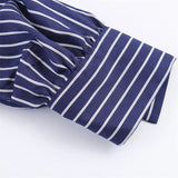 Purpdrank   Spring New Versatile Casual Simple Seven-quarter Sleeve Striped Shirt