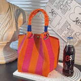 Purpdrank  Adjustable Straps Knitted Tote Bag Large Capaci Portable Handbag for Commuting And Outings Versatile Casual Women's Bag