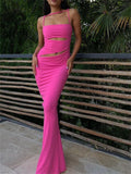 Purpdrank - Sexy Women Hollow Out Long Dress Sleeveless Low-cut Spaghetti Strap Backless Party Dress Clubwear Female Vestido