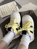 Purpdrank  Korean Chic Retro Shell Head White Shoes Women's New Versatile Laced Casual Sports Board Shoes De Xin Shoes Cross Buckle
