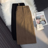 Purpdrank Korean Corduroy Skirts Women High Waist Pocket Autumn Winter Slim Wrap-Around Dress Elegant Fashion Casual Solid Lady Skirt
