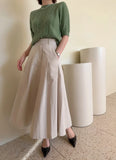 Purpdrank  2025 New Vintage Women's Straight Skirts Pockets Spring Summer High Waist Solid Loose Button A-line Skirts for Women