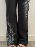 Purpdrank  Autumn Casual All Match Slim Low Waist Print Slight Strech Drawstring Pants