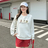 Purpdrank  Women's Sweatshirt New Autumn Round Neck Versatile Cute Printed Long-sleeved Slightly Comfortable Casual Top