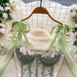 Purpdrank  Pure Desire Girl Sle Strap Onesie Women Summer Knot Lace Waist Slimming Sexy Beautiful Base Top Trendy High Waist orts