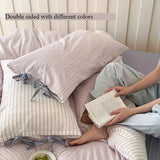 Purpdrank  Double Sided Stripes Bow Pillow Case 48x74cm Soft Comfortable Covers Cotton Pillow Cover Pillow Sham for Beds Home Decoration