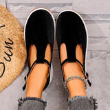 Purpdrank  New Spring Flat Women's Casual Shoes Round Toe Anti-slip Platform Shoes  Breathable Buckle Sneakers