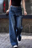 Purpdrank  High Waist Wide Leg Straight Cut Denim Jeans Women's Early Autumn New Style American Retro Loose Fit Slimming Pants