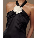 Purpdrank  Luxurious Summer Satin Party Dress Elegant Sexy Chic 3D Floral Sleeveless Corset Celebrity Guest Cocktail Evening Dress