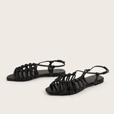 Purpdrank  Fashion Womens Shoes All-Match Female Sandal Open Toe Large Size Strappy Heels Luxury New Girls Flat Peep Summer Big  Beige