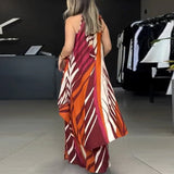 Purpdrank  Fashion Pattern Printed Loose Women's Suit Casual High Street Bohemian Outfit Sexy Halter Sleeveless Top and Wide Leg Pants Sets