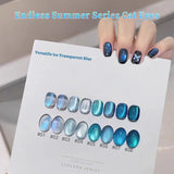 Purpdrank  4-Color Spring Summer Nails Ice Transparent Blue Glass Bead Cat Eye Gel Nail Polish Popular Whitening Versatile Upgrade Gel