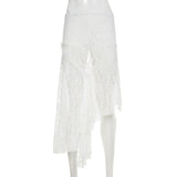 Purpdrank  Sexy Spice Girl Skirt Dark Wind Lace Stitching Irregular Sexy Perspective Long Skirt Spring And Summer Fashion Women's Clothing