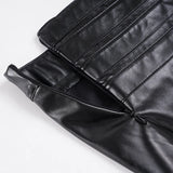 Purpdrank  Dark Pu Leather Shorts Gothic Multi-Strap Buckle Eyelet Detail Low-Waisted Shorts Punk Style Streetwear Party Bottoms Women