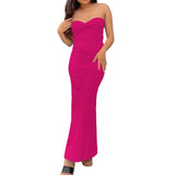 Purpdrank  Women's Clothing Summer Trend Slim Dress Solid Color Cross Off Shoulder Design Knit Versatile Elegant Cocktail Dress