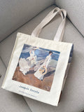 Purpdrank  Hua Jin Soulla Large Capaci Canvas Tote Bag Faionable Single oulder Zipper Commuter Women's Bag Student Bookbag