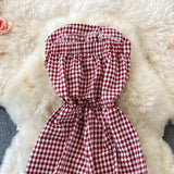 Purpdrank  Summer Fashion Casual Women's Black White Plaid Backless Slim Holiday High Waist Slip Wide Leg Pant Jumpsuit Versatile