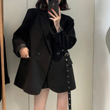 Purpdrank  Fashion Lace-up Blazers for Women Spring Two-Button Loose Long Sleeve Suits Jackets Elegant Popular Office Lady Coat Mujer
