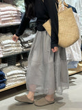 Purpdrank  Summer High Waist Organza Women's A-line Skirts 2025 New Solid Korean Fashionable Casual Loose Umbrella Skirts Female