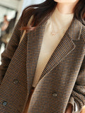 Purpdrank  Women's Coat Fashion Pockets Plaid Wool Blends Coats Ladies Thick Warm Single Breasted Elegant Long Winter Jacket Women