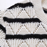 Purpdrank  Spring New Women's Fashion temperament casual versatile striped short knitted short sleeved tight shorts set