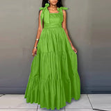 Purpdrank  Casual Women High Waist Long Dress Elegant Polka Dot Summer Beach Dress Simple Loose O-Neck Short Sleeve Vacation A-line Dress