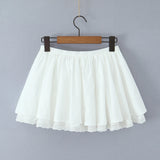 Purpdrank  Ballet Girl White Cotton Spliced Lace Lining Mini Skirt Women Ball Gown Umbrella Skater Skirts with Shorts underwear Summer