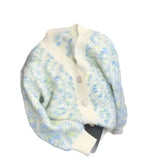 Purpdrank  Retro Softening Ageless Loose Women's Knitted Cardigan Short Diamond Pattern Outerwear V-neck Full Sleeve Casual Jacket