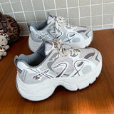 Purpdrank  Fashion Platform Women's Sneakers 2025 Spring Lace-Up Thick Bottom Vulcanize Shoes Woman Comfort Breathable Sports Shoes Ladies