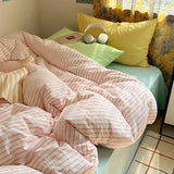Purpdrank  Hot Sale Striped Cotton Bedding Set Soft & Skin-Friendly Duvet Cover Sets Japan and Korea Style Design Bed Linen Set