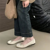 Purpdrank  Boat Shoe Bow-Knot Female Footwear Loafers With Fur Round Toe Shallow Mouth Ballerinas Woman 2025 Casual Sneaker Butterfly Dress