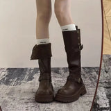 Purpdrank  Fashion Women Black Block High Heels Long Boots New Winter Warm Knee High Boots Soft Leather Thigh High Boots Shoes