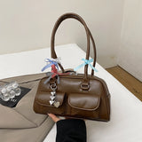 Purpdrank  Y2K Ita-bag For Girls Lace Pendant Cosplay Accessories Large Capacity Boston Shoulder Bags 2025 Designer Handbags Luxury