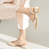 Purpdrank  Casual Heels Women's High-Heeled Shoes Slingback Branded Pumps All-Match Slip On 2025 Pointed Wedge Comfortable Beige Spring Ope