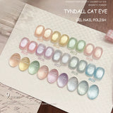 Purpdrank  6-Color 12ML Sea Blue Cat Eye Gel Nail Polish Adhesive Autumn Blue Glass Bead Cat Eye Nails Nail Art Nail Supplie