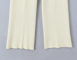 Purpdrank  New Autumn Fashion Rib Knit Wide Leg Pants for Woman Bow Lacing up Elastic Waist Straight Loose Trousers Yoga Bottom Beige Pink