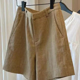 Purpdrank  Summer Vintage Cotton and Linen Women's Wide Leg Shorts 2025 New High Waist Solid Casual Loose A-line Short Pants Female