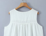 Purpdrank  Holiday White Spliced Hollow Out Lace Sleeveless Dress Women O neck Loose Straight Short Dresses Femme Vestidos Summer Robe