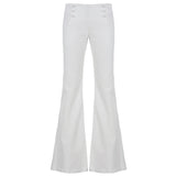 Purpdrank  Basic Slim-Fitting Flare Jeans Elastic Stretch Solid Button Low-Waisted Pants Women Autumn Spring Fashion Streetwear Ladies