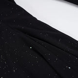 Purpdrank  Sexy Sparkly Sheer Mesh Party Dress Women Fashion Black Tie-up Low Cut Front Long Sleeve A Line Mini Midnight Club Dress